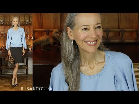 Vlog: Blue Cardigan, Brown Pencil Skirt OOTD; "Aging" Video Chat / Classic Fashion Over 40, 50