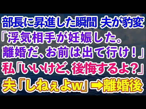 【スカッと総集編】部長に昇進した夫が突然「浮気相手が妊娠した。お前は出て行け！」私「いいけど、後悔するよ？」夫「しねぇよw二度と俺の前に現れるなw」→離婚後、夫「やっぱ復縁して！」【修羅場】