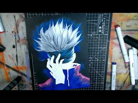 How to Draw Satoru Gojo Jujutsu Kaisen Neon Colours