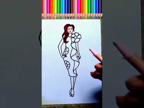 easy girl with beautiful dress drawing#shorts#girl#shortvideo#drawing#viralshorts #easyartwithbiplab