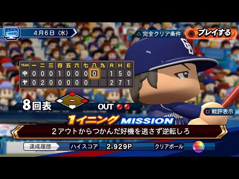 【パワプロ2022】Liveシナリオ4月6日中日ドラゴンズ　完全クリア