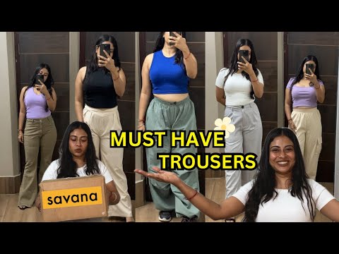 Women's Trousers HAUL | TRY ON | Savana Parachute Pants, Flare Jeans, and More! #savana #bottomwear