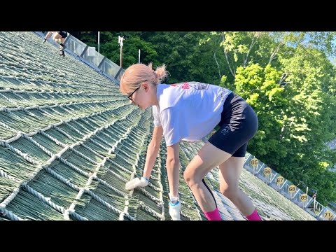 Woman running in reverse on a ski jump