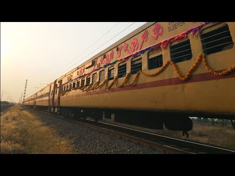 Unknown Festival Special Train At Evening Time Full Speed.