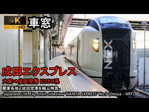 [4K]Japan Train View NARITA EXPRESS No.5(Omiya - Tokyo - Narita Airport Term.1)Series E259 Car No.6