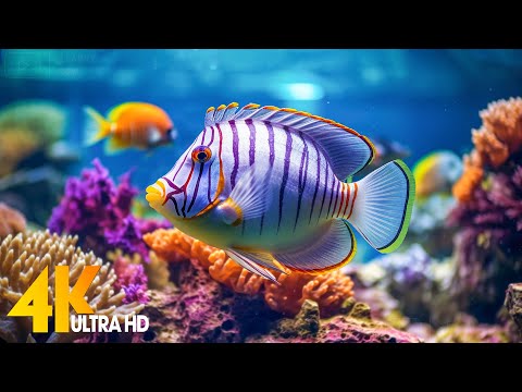 Aquarium 4K VIDEO (ULTRA HD) - Beautiful Coral Reef Fish - Sleep Relaxing Meditation Music