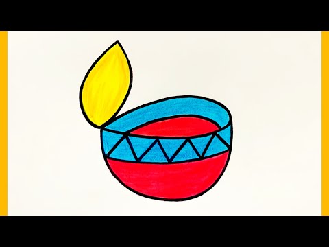 How to draw a diya step by step| Diya drawing