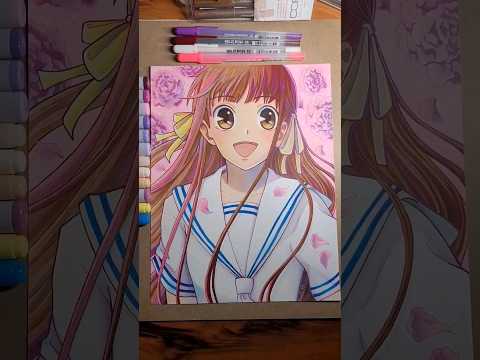 Drawing Tohru with Copic  markers | Fruits Basket anime #shorts #art #animeart #copic