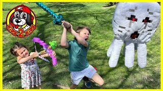 MINECRAFT IN REAL LIFE - KIDS SURVIVE A GHAST, KILLER BEES, ENDERMAN & ENDER DRAGON - COMPILATION