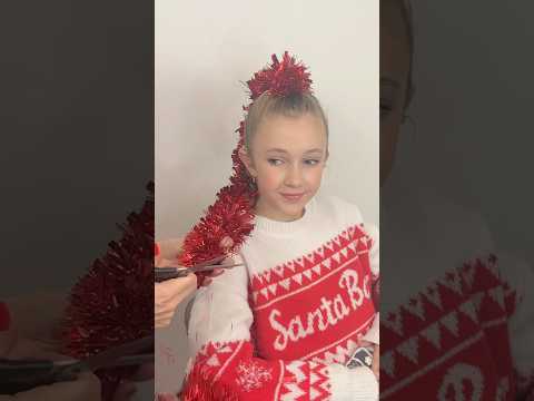 Christmas Tinsel hairstyle! 🎄✨ #christmashair #hairtutorial #kidschristmas #christmashairstyles