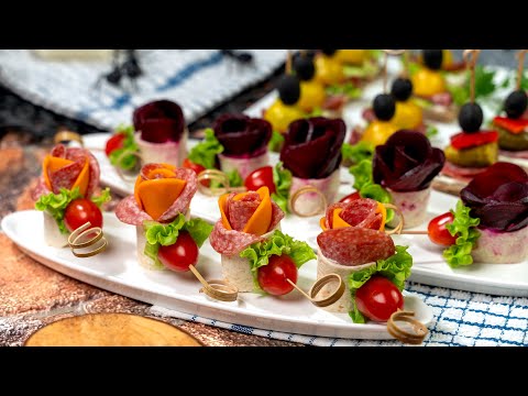 Rose with salami, mimolette cheese and beetroot. Best easy appetizer recipes!