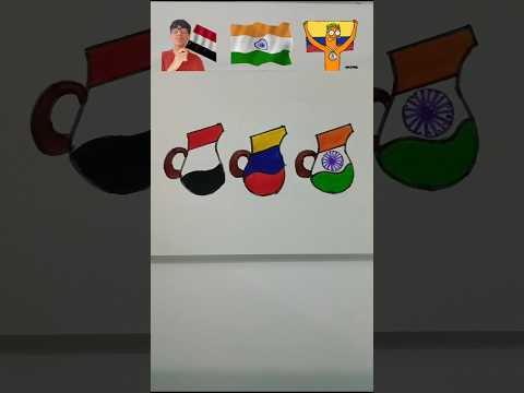 Drawing Of Indian 🇮🇳 Flag With 🇾🇪 🇨🇴 | Independence day shorts | #shorts #drawing