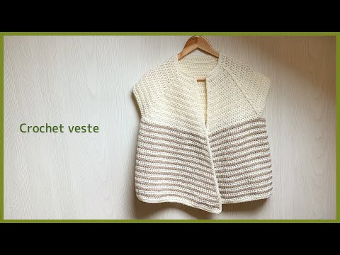 [Front opening without closing seams] How to knit a vest around the neck | Crochet