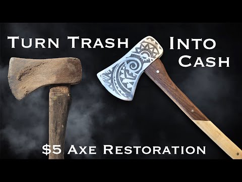 $5 Flea Market Rusty Axe Restoration. Woodworking & Metalworking.