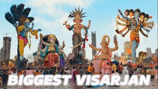 BIGGEST GANPATI VISARJAN 2024 🌼🌺🌸 || Mumbai Ganpati Visarjan girgaon Chowpatty