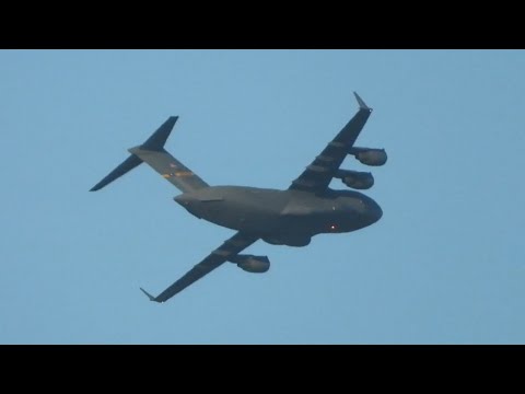 RARE USAF Boeing C-17A Globemaster III 07-7181 departing Moffett Field (RCH868)