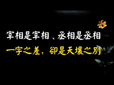 宰相是宰相、丞相是丞相，兩者雖然只有一字之差，卻是天壤之別