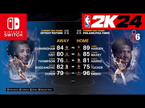 NBA 2k24 Nintendo Switch - Detroit Pistons Vs Philadelphia 76ers Full Gameplay