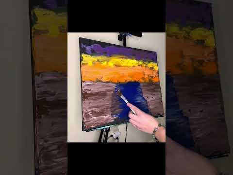 Acrylic sunset painting with palette knife