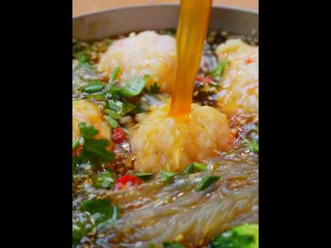 【捞汁虾滑粉丝🦐】不加一滴油，甜辣爽口的捞汁粉丝有多绝？ #cooking #food #delicious