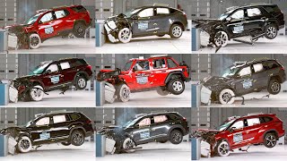 CAR CRASH TEST COMPILATION 10 Midsize SUV - Highlander, Traverse, Cherokee, Model Y, Explorer...