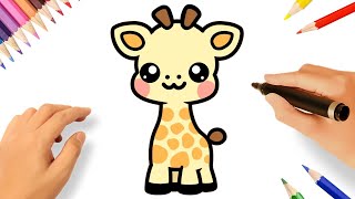 HOW TO DRAW A CUTE KAWAII GIRAFFE EASY 🦒❤️