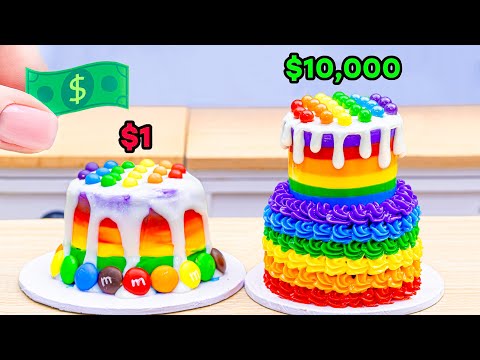 How I remade cake from 1$ to 1000$ |Miniature Rainbow Chocolate Cake Decorating Ideas by Lotus Cakes