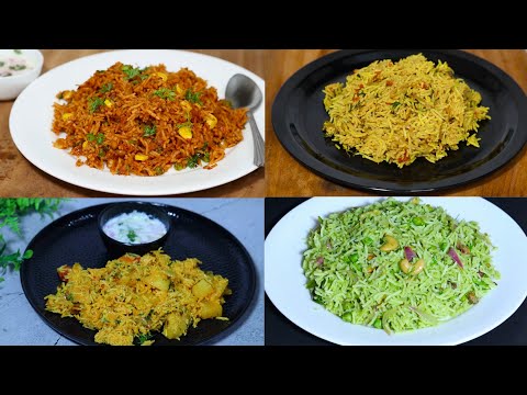 4 easy rice breakfast or lunch recipes | Variety Dinner recipes | Lunch box recipes | Tiffin box |