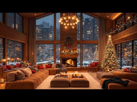 Christmas Jazz Instrumental Music & Fireplace Crackling Sounds to Unwind 🔥 Cozy Christmas Ambience 🎄