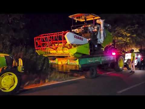 New Claas Harvester & Concrete Mixer Puja | Night Transport John Deere 5310 & 5050 | Diwali Special.