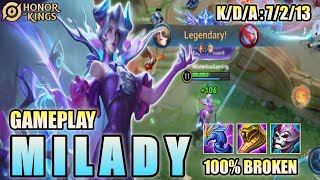 Milady Honor of Kings (HOK) Mid Lane gameplay best build item & arcana 💯% BROKEN | Pro Player