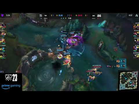 【LOL S13世界賽】李哥沙皇甩尾神推秒後排+oner偷龍 T1 vs JDG game3