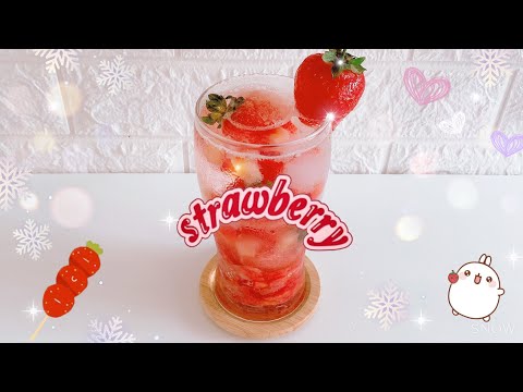 😍甜品 簡單🍹1min夏日草莓泡泡椰果冰飲🍓超靚又好飲💕Home Cafe Time😌#Shorts| Chuchu豬 TV