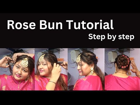 Rose bun tutorial। Rose bun step by step in hindi। party hairstyle at home। #hairstyle #messybun