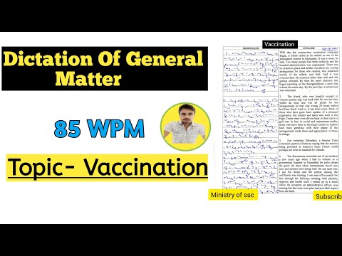 Dictation of General Matter On Vaccination  || special dictation for ssc steno skill