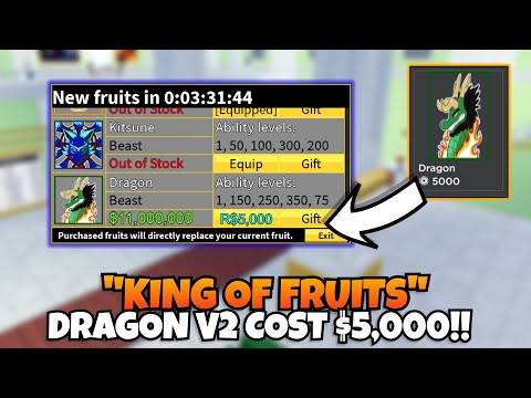 👑🐲 Dragon Rework "King of Fruits" Will Be $5,000 Robux.. (Blox Fruits)