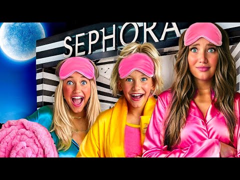 SLEEPOVER with my SiSTERS in a SEPHORA STORE! *will we get caught?*