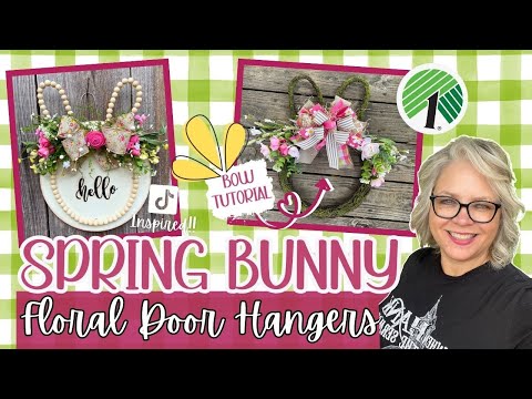 🌸🌿🐰 ~ 2 Spring Bunny Floral Door Hangers || Bow Tutorial || TikTok Inspired || Cute Whimsical Crafts