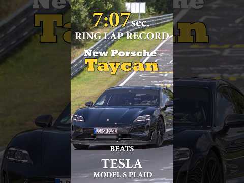 New Porsche Taycan Beats Tesla Model S Plaid with 7:07 Ring Lap Record. #shorts #automobile