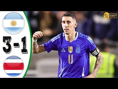 Argentina vs Costa Rica 3-1- All Goals & Highlights - 2024 💥 Di Maria Freekick