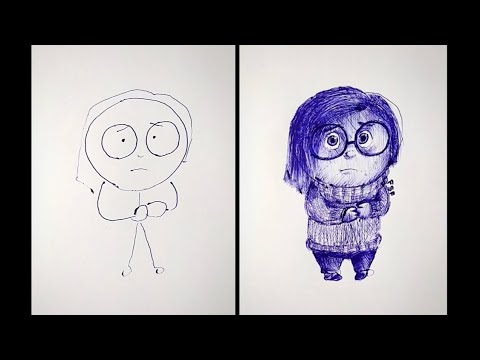 How to Draw Sadness [InsideOut] | StickMan drawing | easy drawing