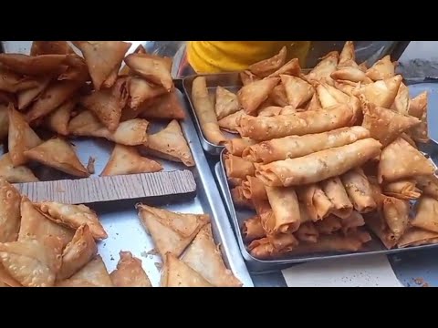 chicken spring roll & crispy vegetable samosa special recipe#streetfoodvideose#viralvideo #youtube