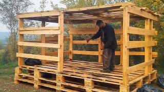 Man Builds a House with ABANDONED PALLETS in the Middle of the Forest | by @lesnoy_craft8607