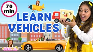 Learn Vehicles with Ms Moni | Car, Bus, Train, Plane, Rocket, Boat + more | Toddler Learning Video