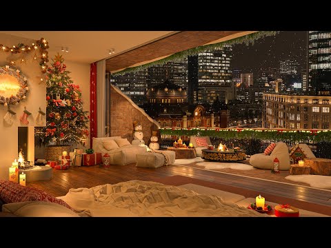 Christmas Jazz Serenity 2025 🎄 | Cozy Bedroom with Fireplace Ambience for Peaceful Nights