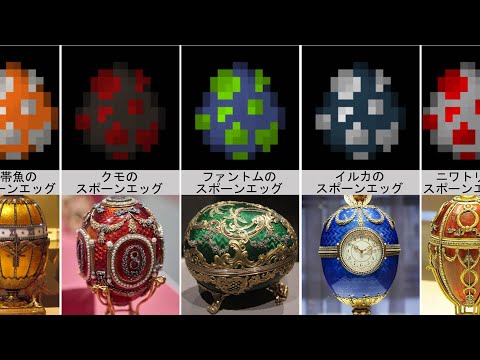 比較：Minecraftの実生活でのスポーンエッグ