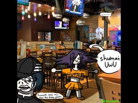 kokichi ouma harrassing shuichi saihara at femboy hooters