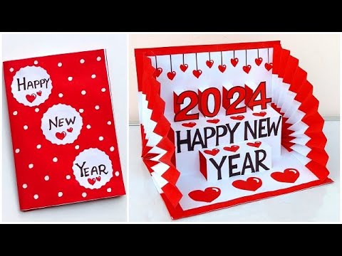 Happy New Year greeting card 2024 / New year card making handmade / New year pop up card