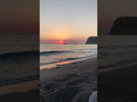 Beautiful sunset view at Buljarica beach in Montenegro filled with relaxing sounds of the sea.