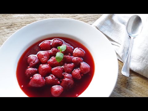 How to make easy strawberry soup from small & sour ones  | 酸っぱいイチゴでおいしいデザート